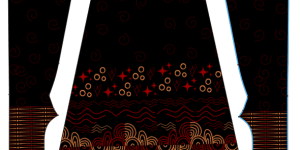Desain motif kain siasp jahit mock-up pada pola baju, motif kain etnik